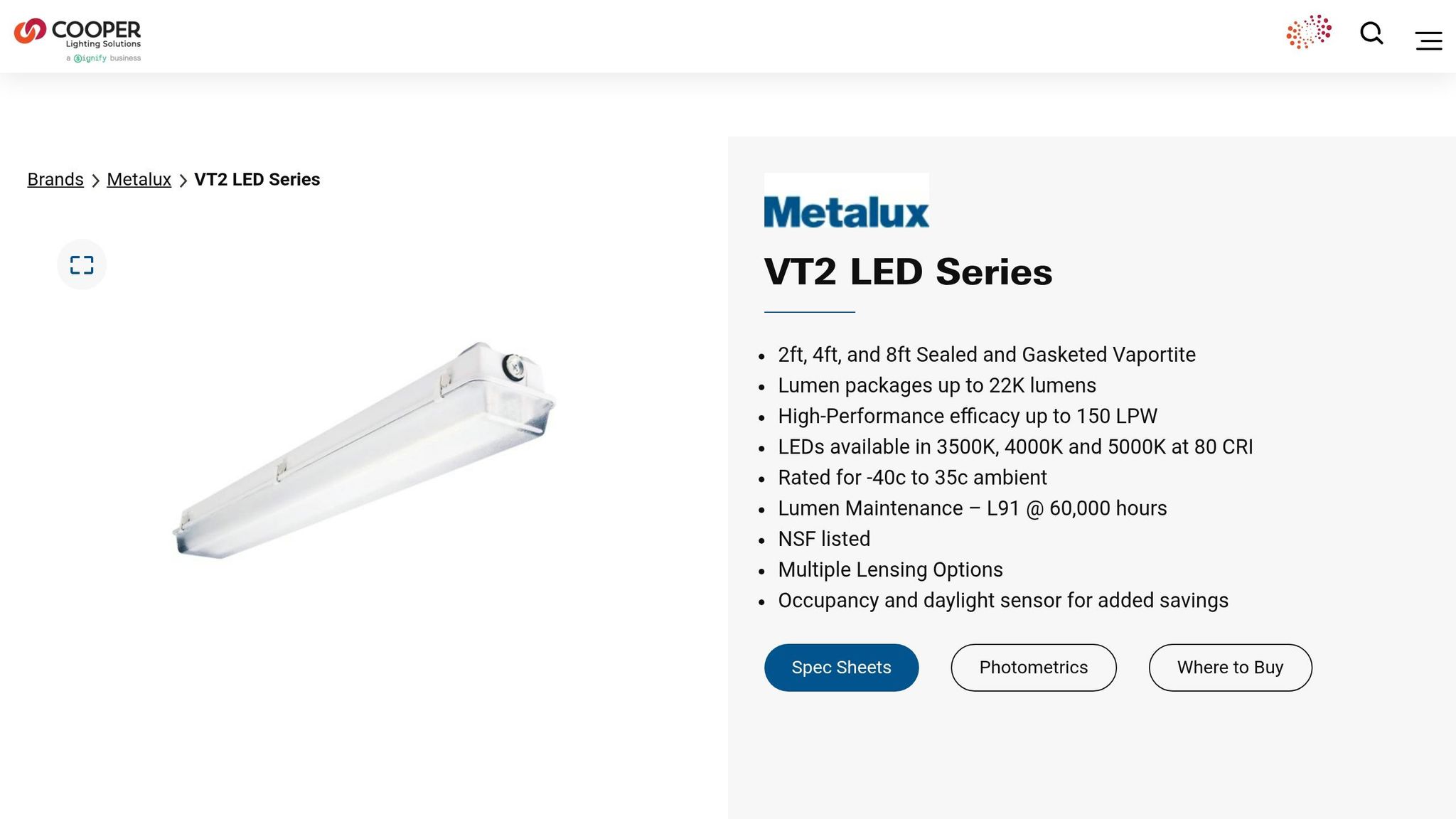 Cooper Lighting Metalux Vaportite VT2 LED