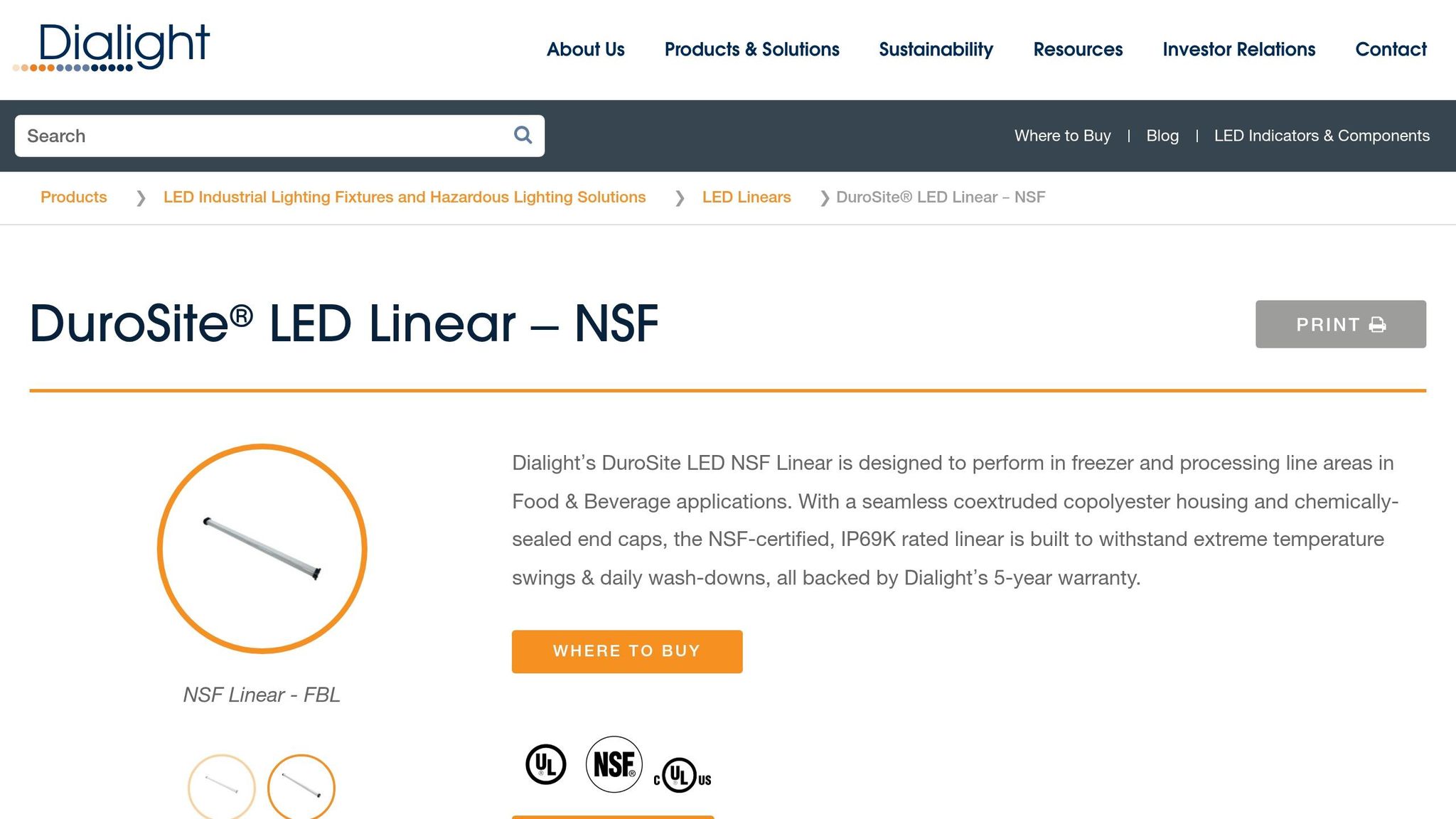 Dialight DuroSite LED NSF Linear