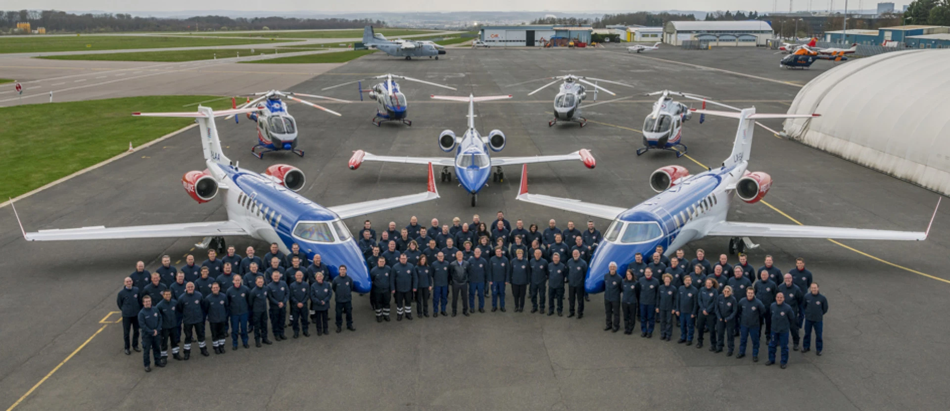 Luxembourg Air Rescue celebrating its 25th anniversary at Findel Airport.