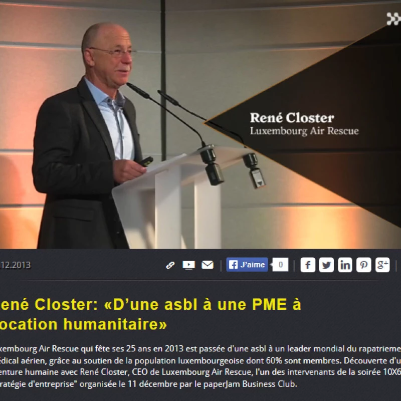 René Closter, fondateur et CEO de Luxembourg Air Rescue, lors d’une conférence organisée par le Paperjam Business Club.