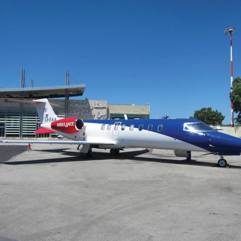 Luxembourg Air Rescue air ambulance preparing to repatriate victims after the Tunisia terrorist attack.