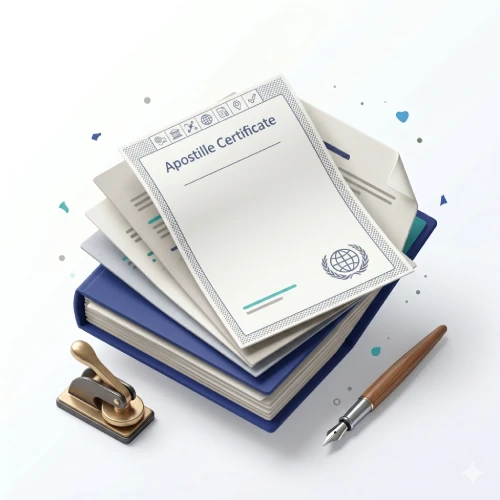 Illustration of the DCR appointment process showing notarized and apostilled documents