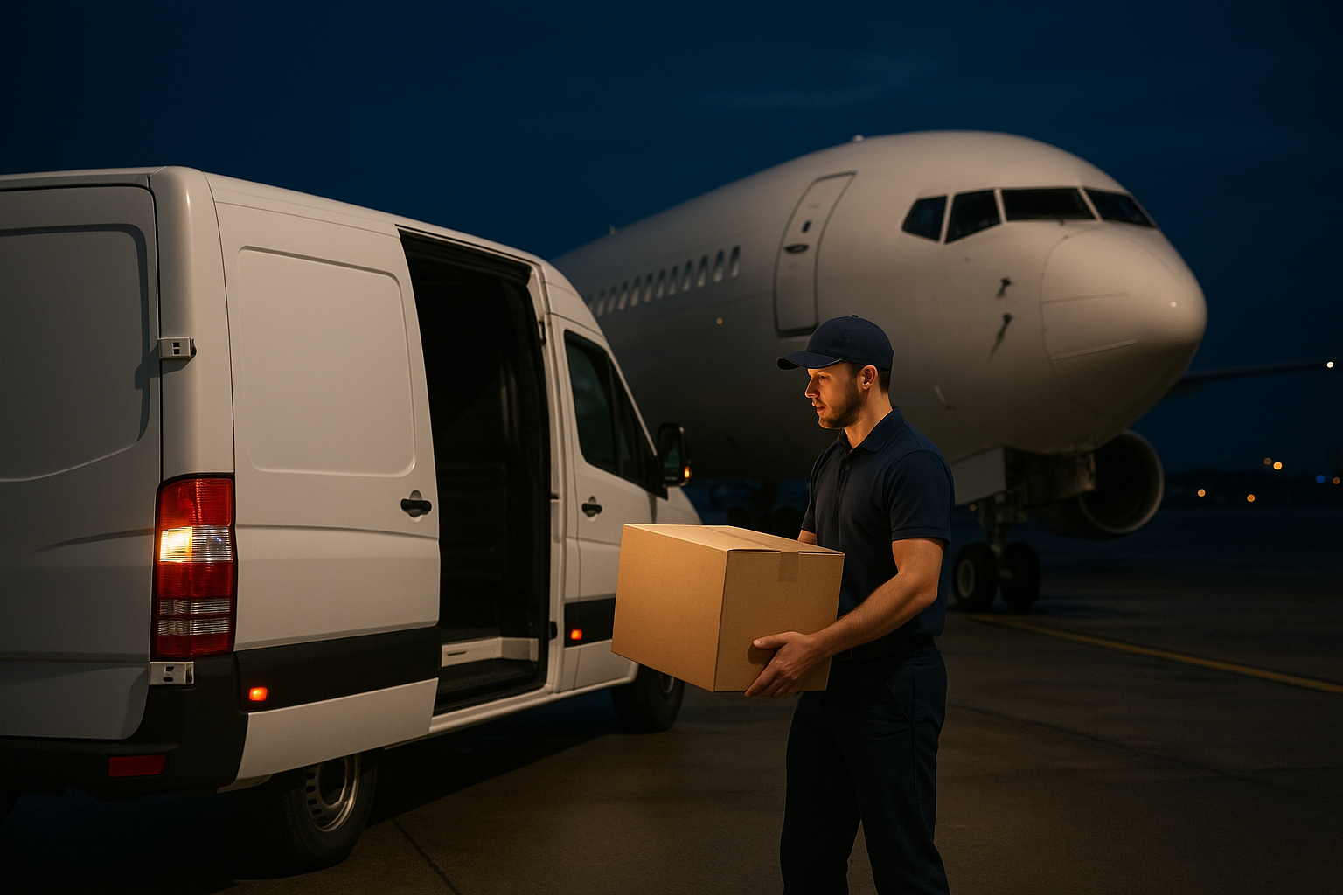 Courier delivering critical aircraft parts