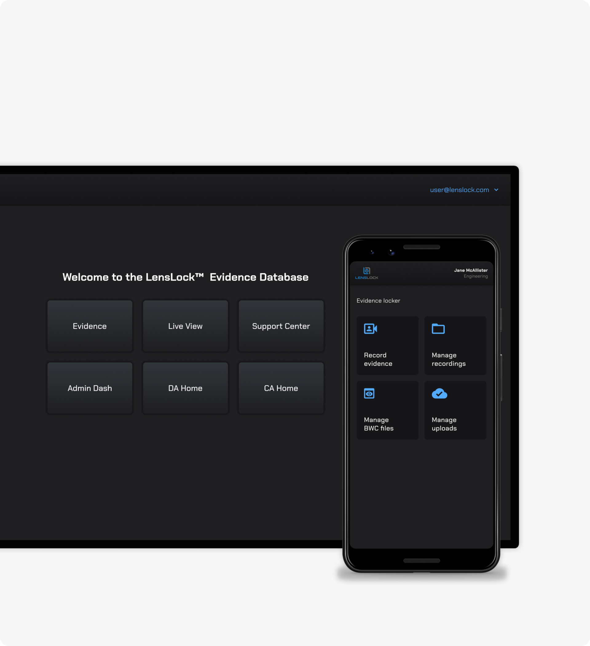 LensLock - mobile and web mockup