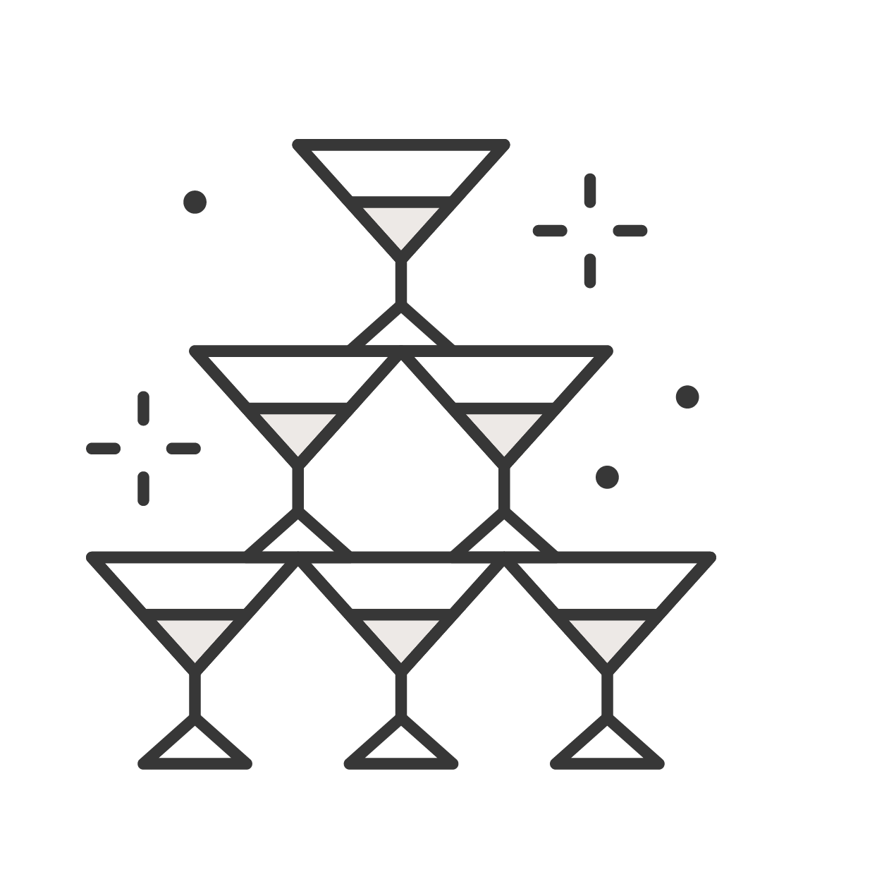 Illustration of a champagne glass tower