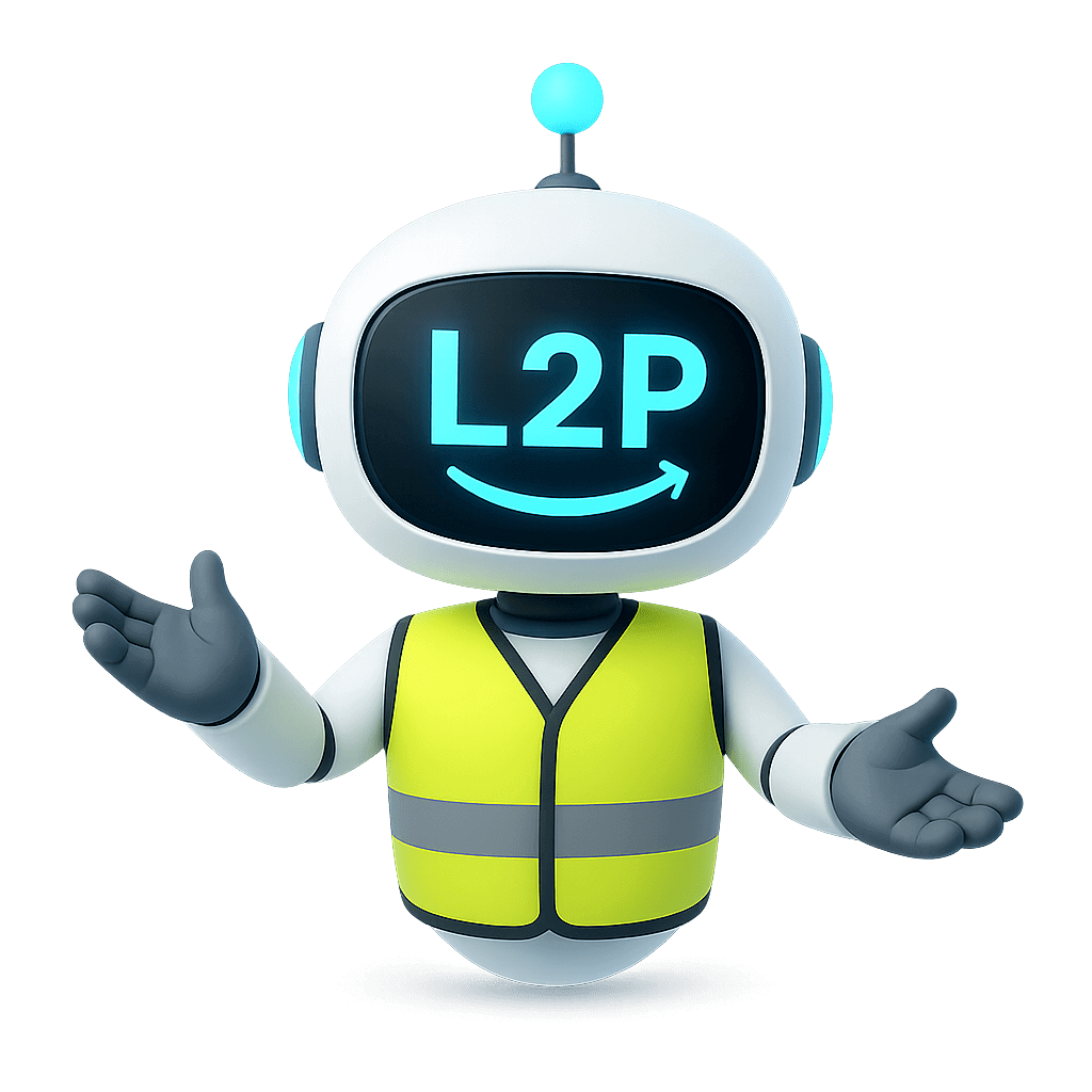 Learn2Pass chatbot mascot introducing HGV courses