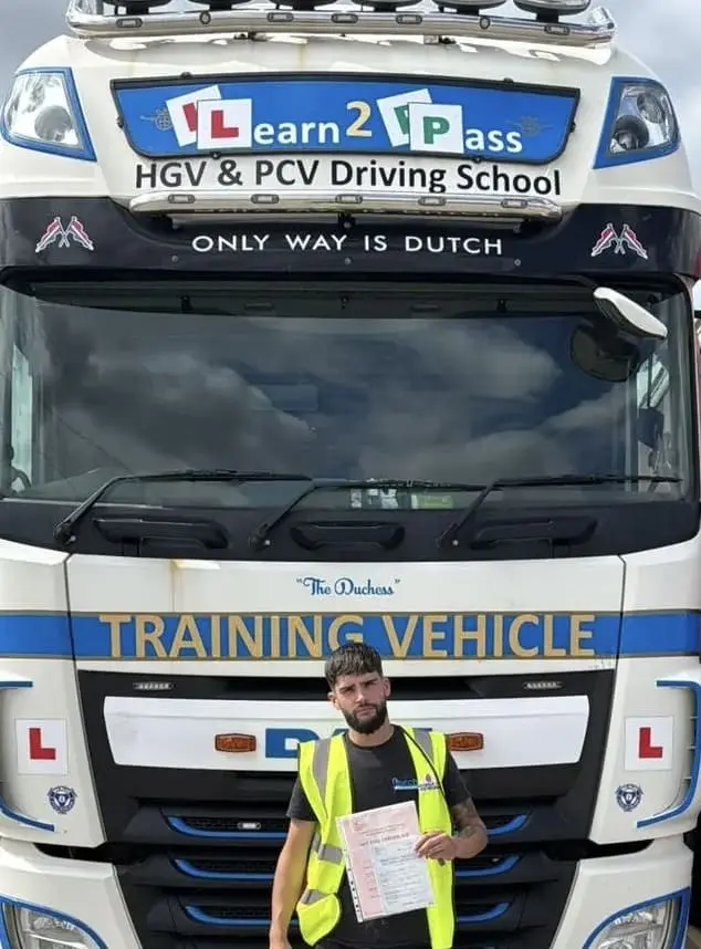 Learn2Pass student Tom Cook after passing C2 HGV licence training in Kent