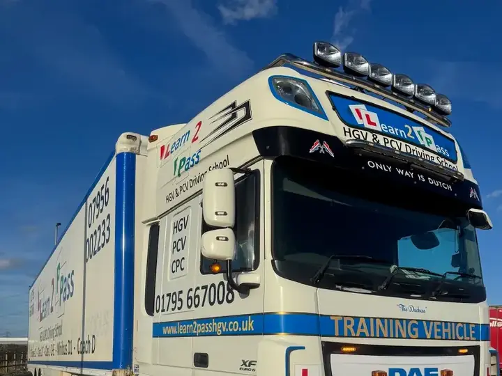 Cab of a Learn2Pass articulated training lorry