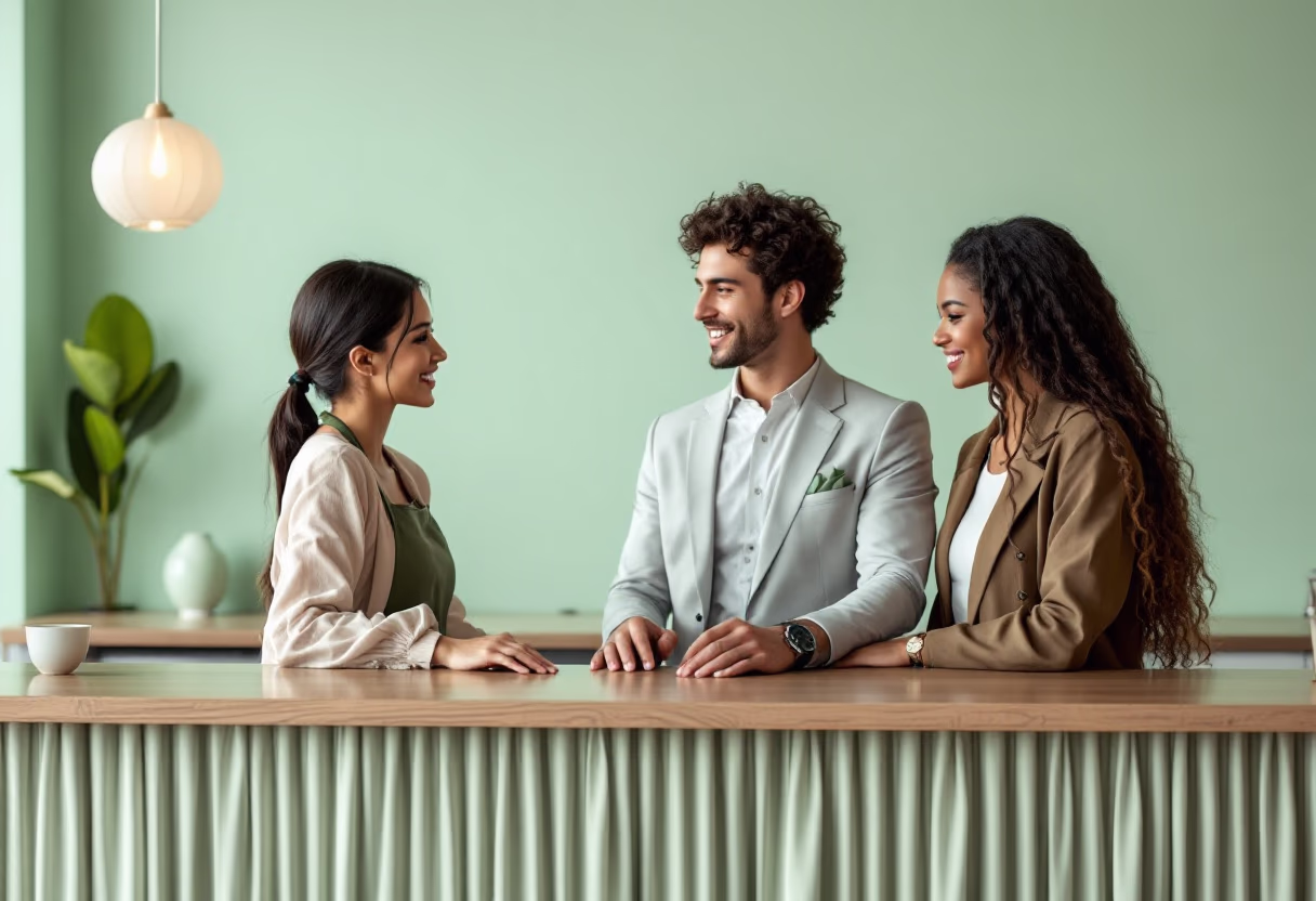 image of reservation desk interaction at a mexican restaurant