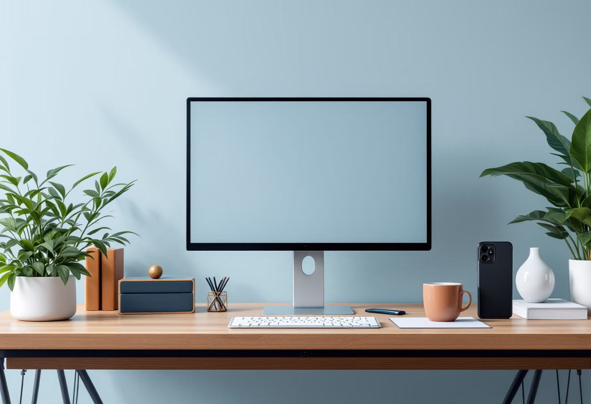 image of telephone and computer on desk (for a law firm)