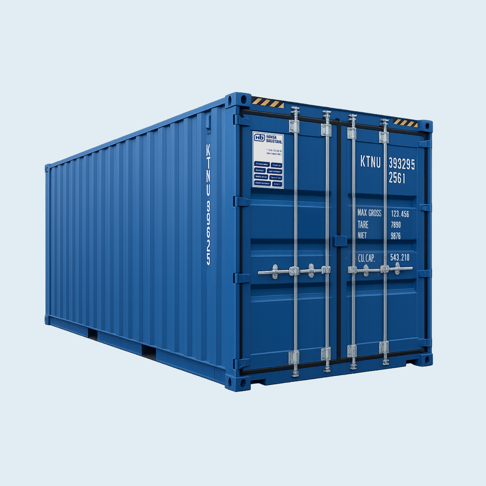 Blauer Lagercontainer freigestellt