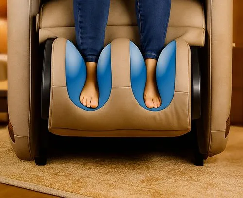 Massage par compression d’air des pieds du fauteuil massant Kin Relax Supra France pour une détente profonde et une meilleure circulation