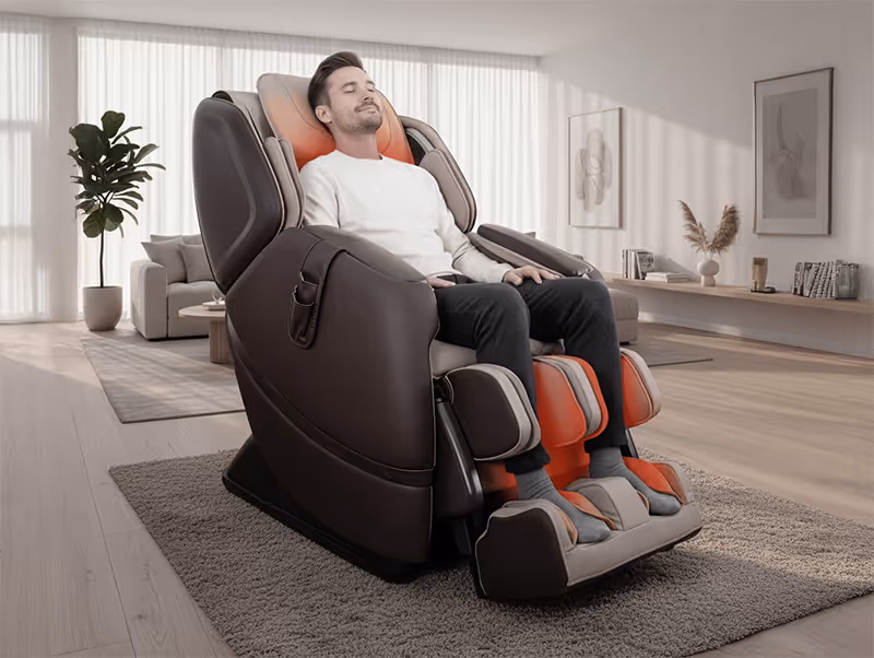 Fonction de chauffage du fauteuil de massage MASSEA Supra France diffusant une chaleur relaxante sur le dos et les jambes