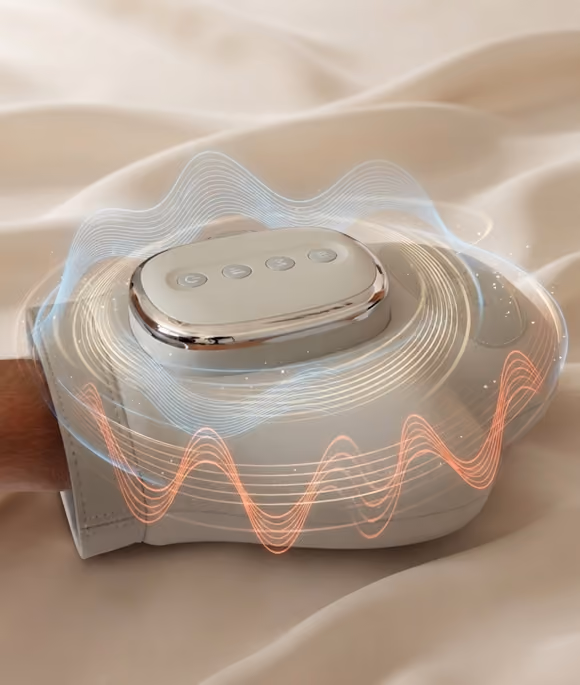 Appareil de massage portable Manova avec des ondes illustrant les trois modes automatiques