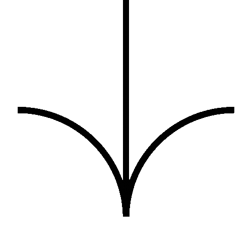 Flecha negra apuntando hacia abajo sobre fondo oscuro.