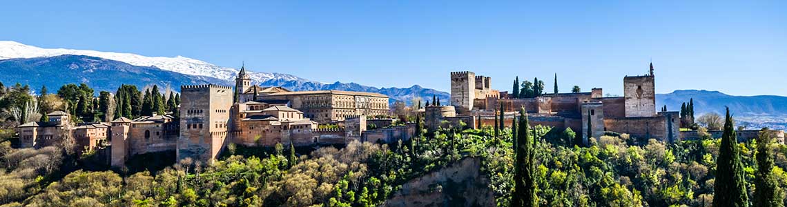 Vista de Granada con la Alhambra y Sierra Nevada al fondo, ciudad con entrenadores personales especializados