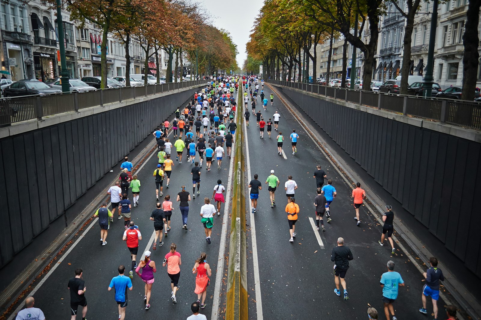 Corredores en una carretera durante una carrera de fondo