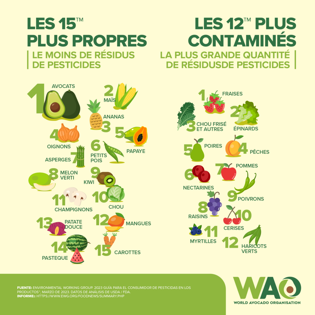 L’avocat est le fruit contenant le moins de résidus de pesticides