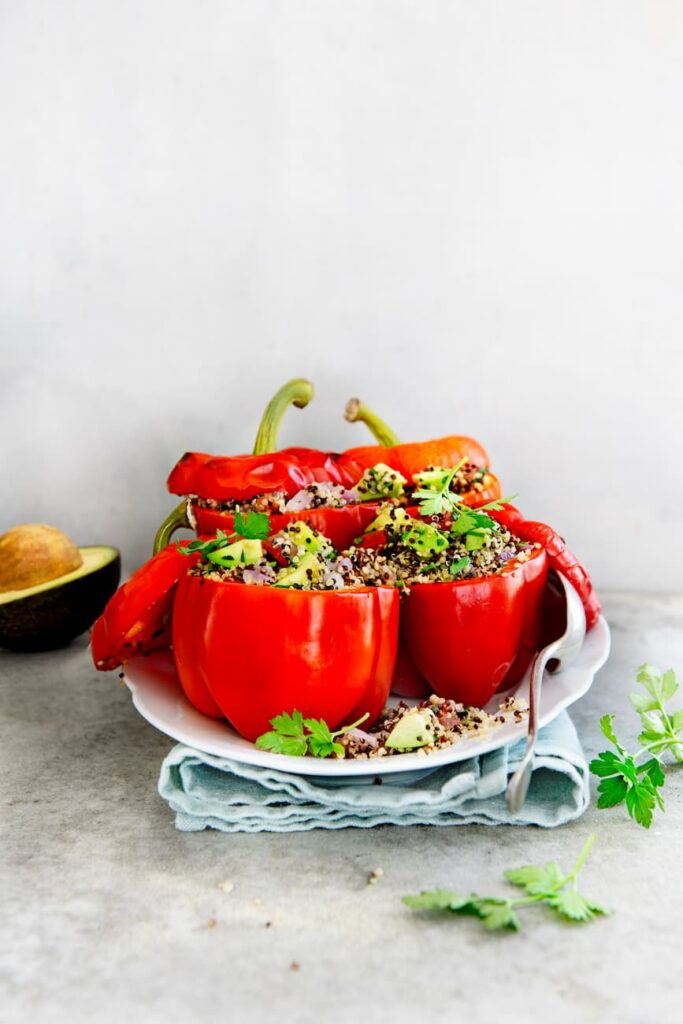 Avocado and quinoa stuffed peppers