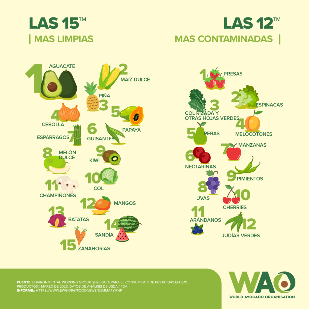El aguacate se corona como la fruta más limpia, usando al mínimo los pesticidas