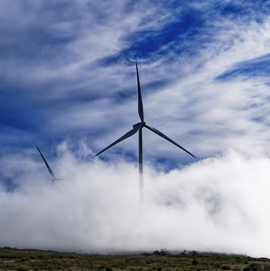 a wind turbines in the clouds