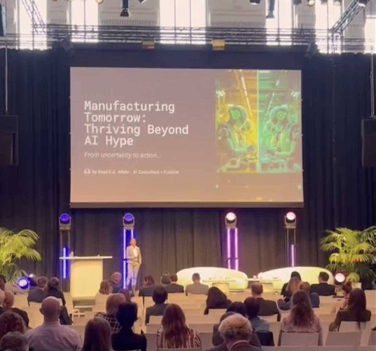 a bustling office environment (for a social media and communication)