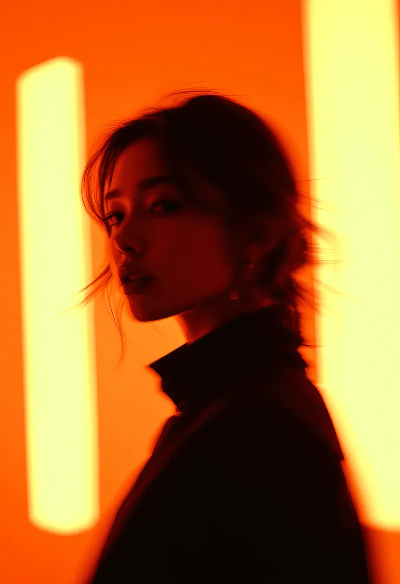 woman with neon background