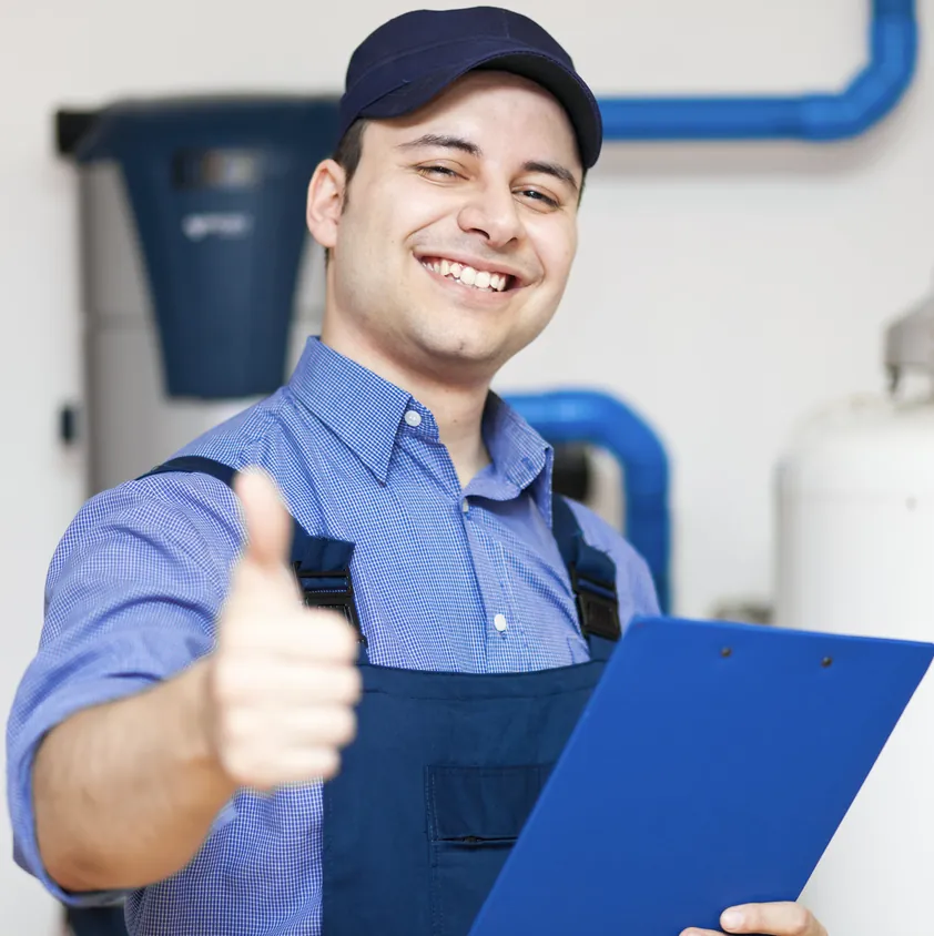 Refrigeration technician with a service checklist