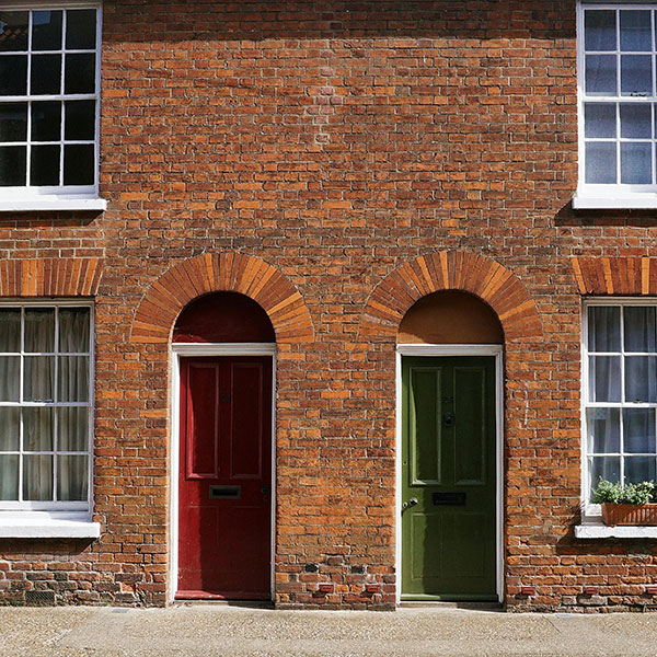 Terraced housing neighbouring doors