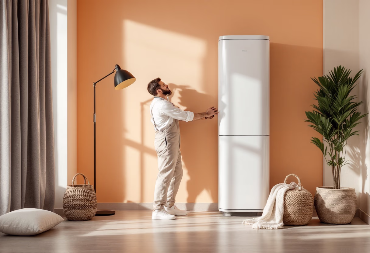 image of a water heater service in a contemporary utility room