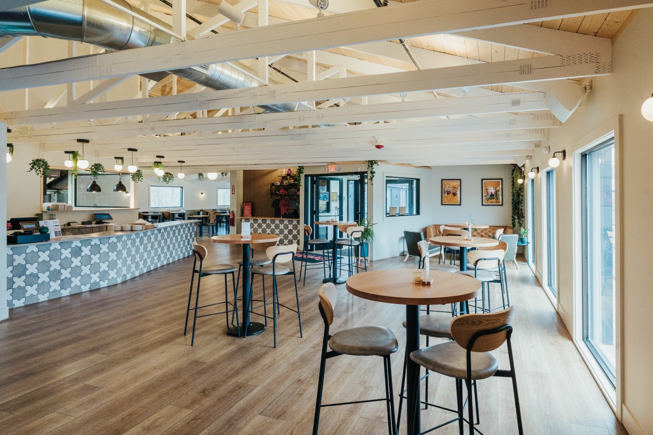 DeWolf Brewing cocktail room in Victor, NY with flexible seating for private events