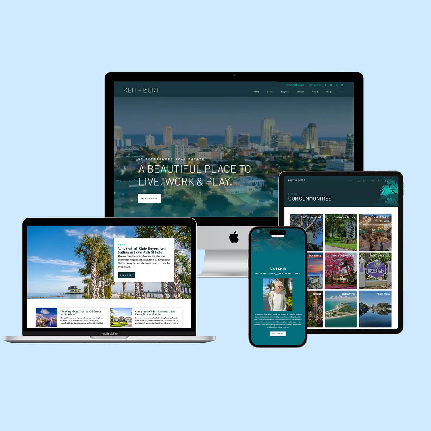 Screen shots from Keith Burt realtor shown in various device screen sizes