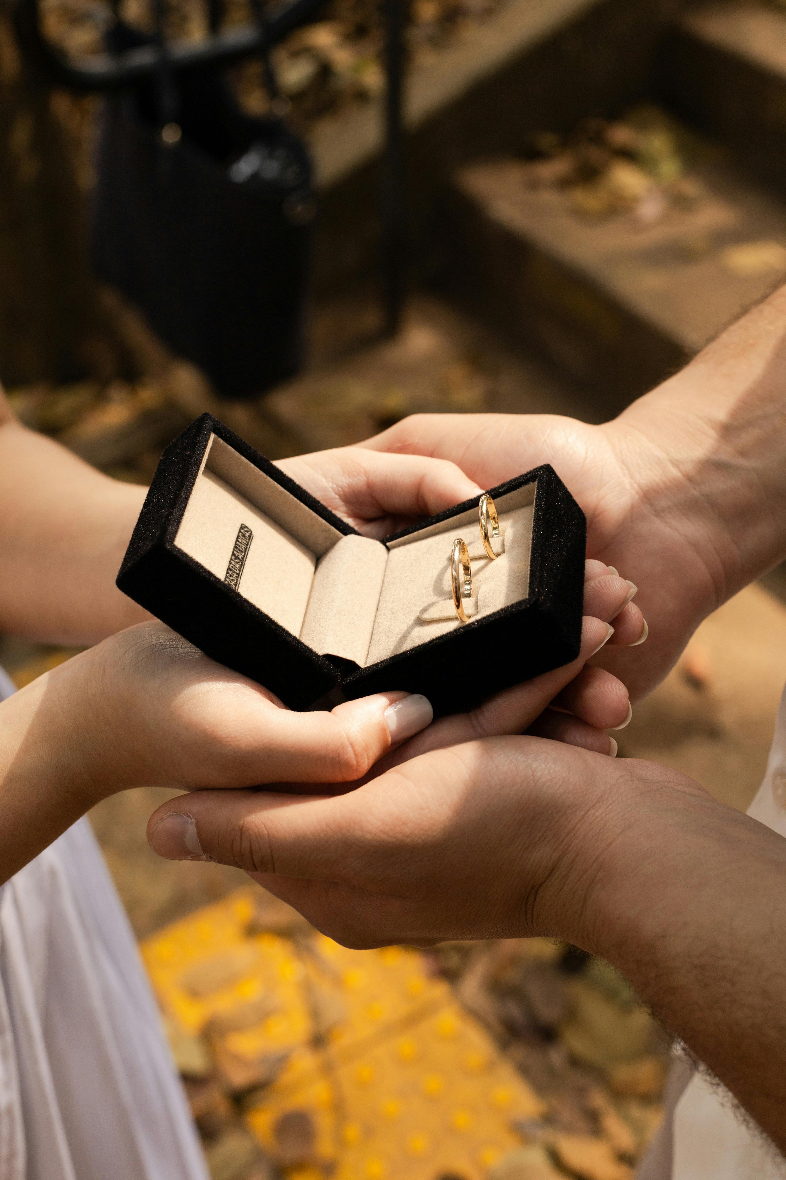 Couple holding the rings on their hands