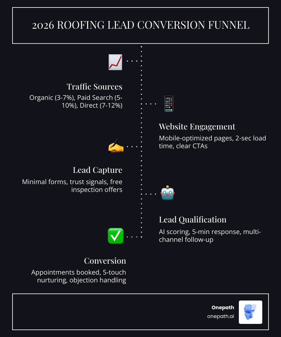 2026 roofing lead conversion funnel showing traffic sources, conversion rates, and lead capture stages - increase conversion 2026 roofing lead conversion funnel showing traffic sources, conversion rates, and lead capture stages - increase conversion
