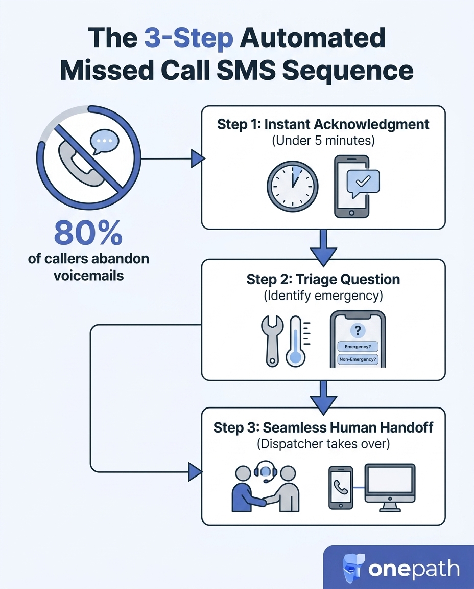The 3-Step Automated Missed Call SMS Sequence