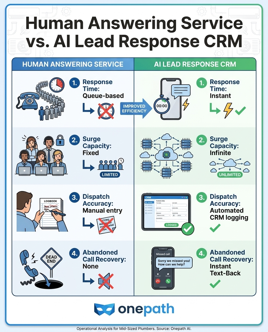 Human Answering Service vs. AI Lead Response CRM