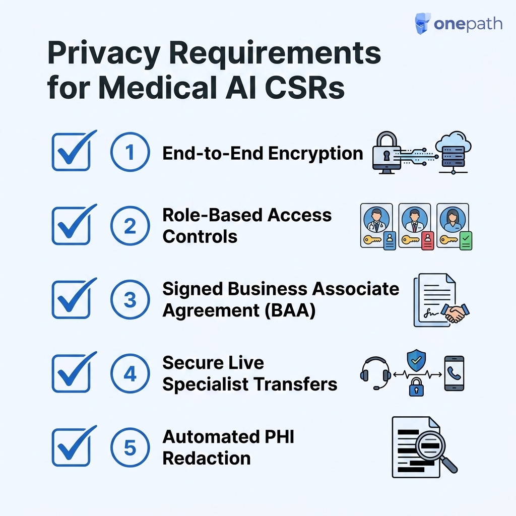 Privacy Requirements for Medical AI CSRs