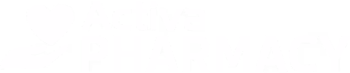 Logo of Activa Pharmacy showing a hand holding a heart next to the text.