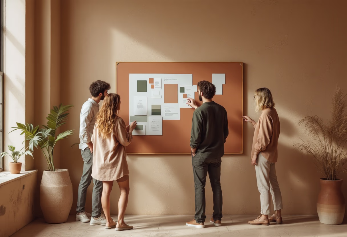 image of team brainstorming session (for a graphic design studio)