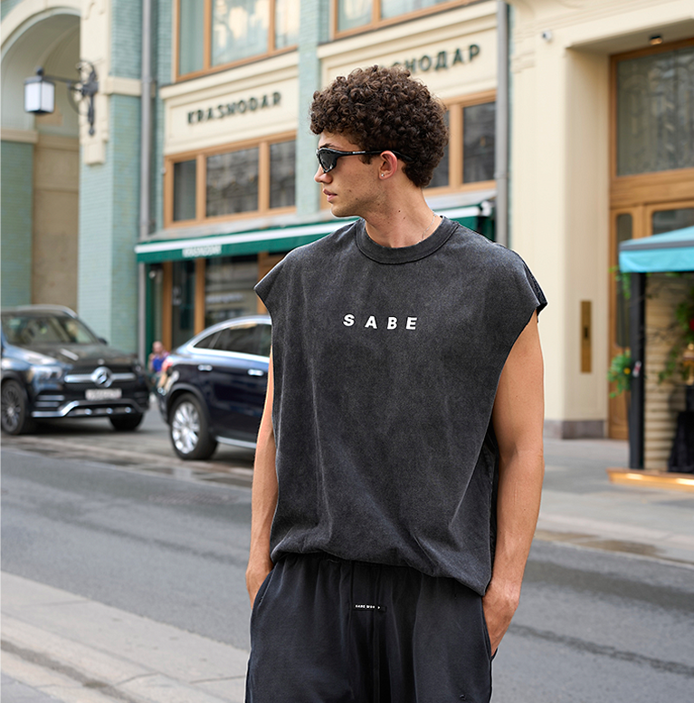 Футболка без рукавов Sabe Sleeveless T-shirt White Logo Black фото 2