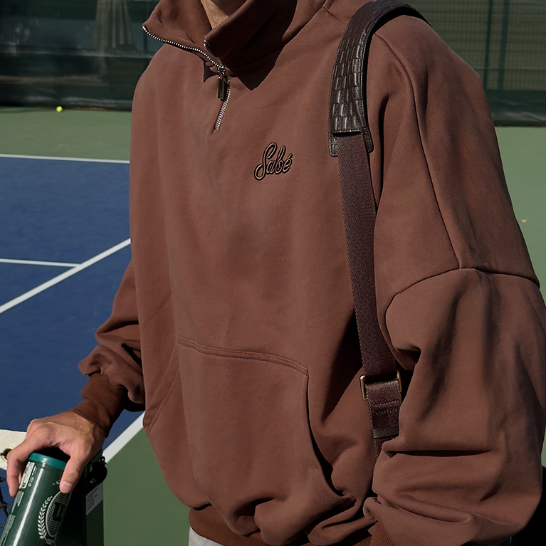 Зип-анорак Sabe Paris Cotton 3D Logo Half-Zip Brown фото 4