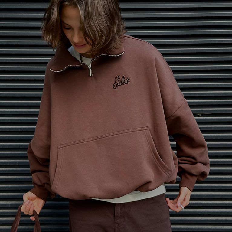 Зип-анорак Sabe Paris Cotton 3D Logo Half-Zip Brown фото 2