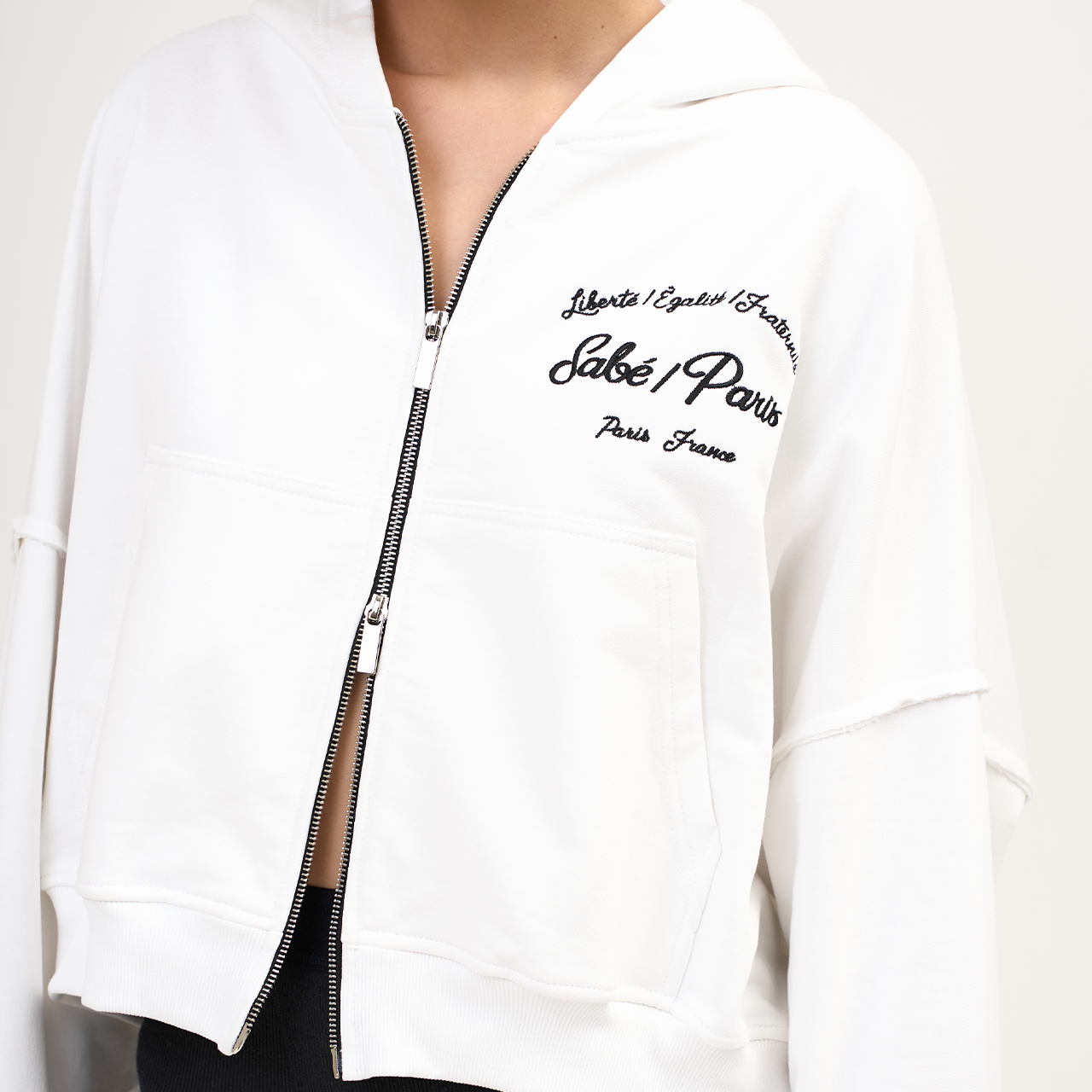 Зип-худи Sabe Paris Cotton Cropped Zip-Up Hoodie White фото 2