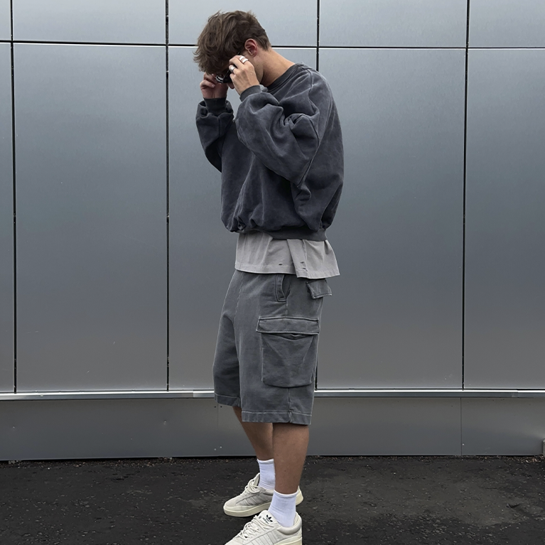 Шорты Sabe Shorts Acid Wash Dark Grey фото 3