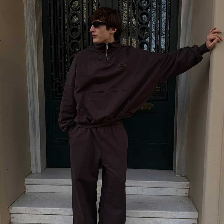 Зип-анорак Sabe Paris Cotton 3D Logo Half-Zip Dark Brown фото 3