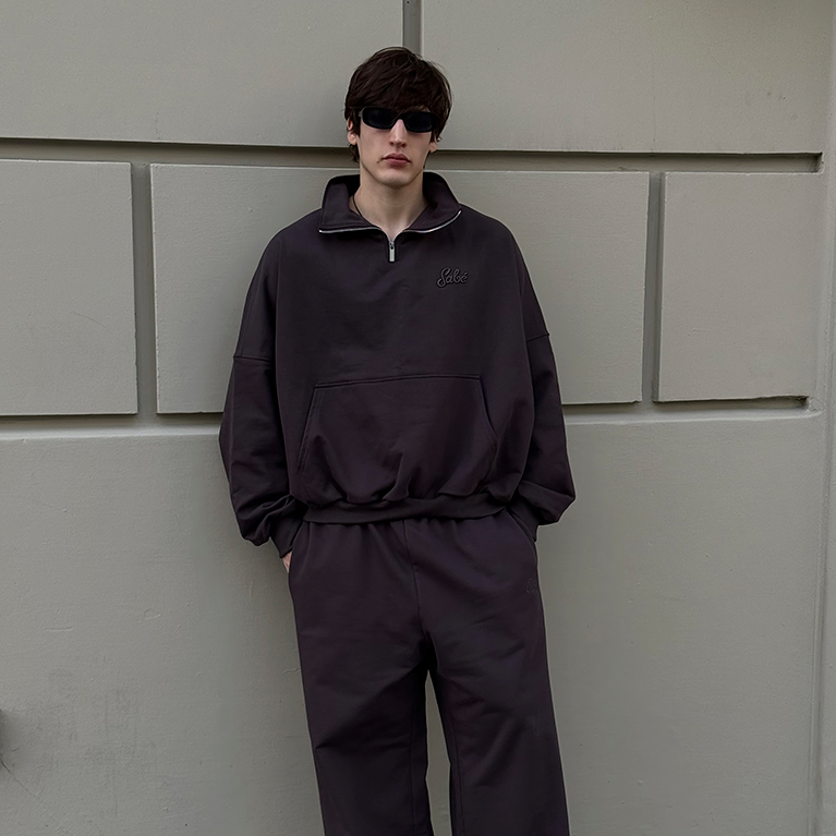 Зип-анорак Sabe Paris Cotton 3D Logo Half-Zip Dark Brown фото 2