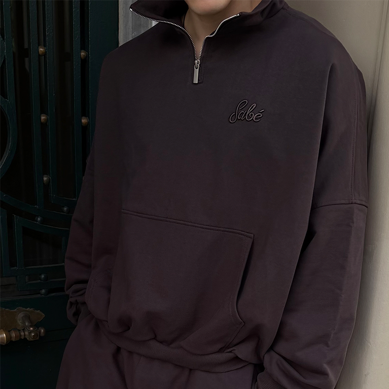 Зип-анорак Sabe Paris Cotton 3D Logo Half-Zip Dark Brown фото 4
