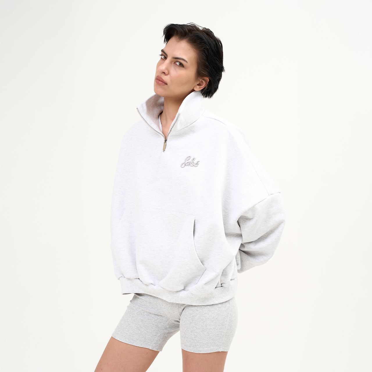 Зип-анорак Sabe Paris Cotton 3D Logo Half-Zip Heather Grey фото 4