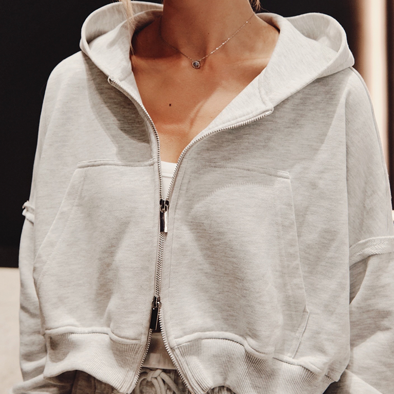 Зип-худи Sabe Logo Cropped Zip-Up Hoodie Grey фото 2