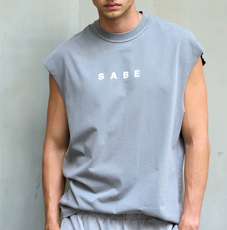 Футболка без рукавов Sabe Sleeveless T-shirt White Logo Grey фото 3